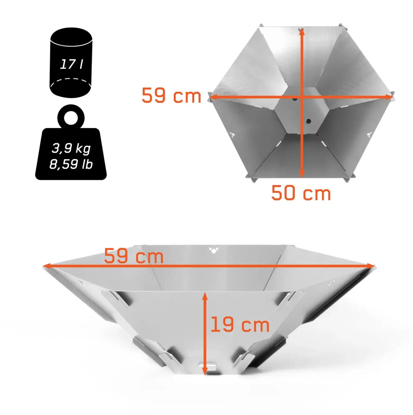 Fennek Hexagon mit Tasche – Steckbare Feuerschale für Camping, Garten & Lagerfeuer