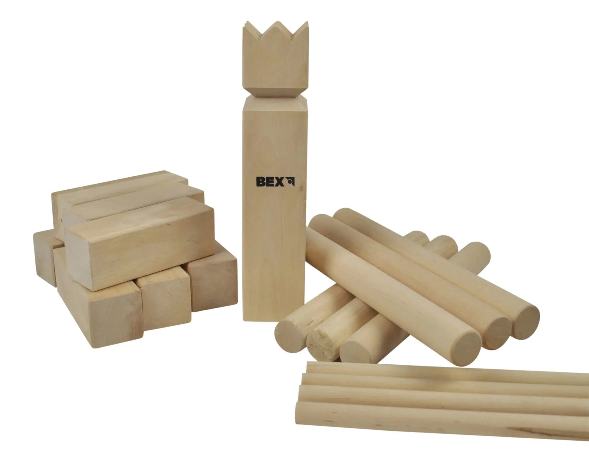 Kubb Spiel (Wikingerschach) – Outdoor Spiel für Garten & Lagerfeuer Bex Sport