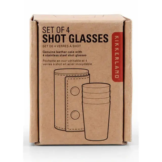 Shotgläser Set mit Lederetui – perfekt für Lagerfeuer & Outdoor-Abende KIKKERLAND