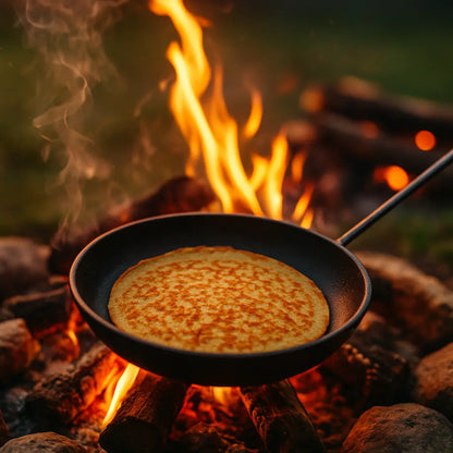 Pfannkuchen Pfanne für Lagerfeuer – Karbonstahl Outdoor Pfanne