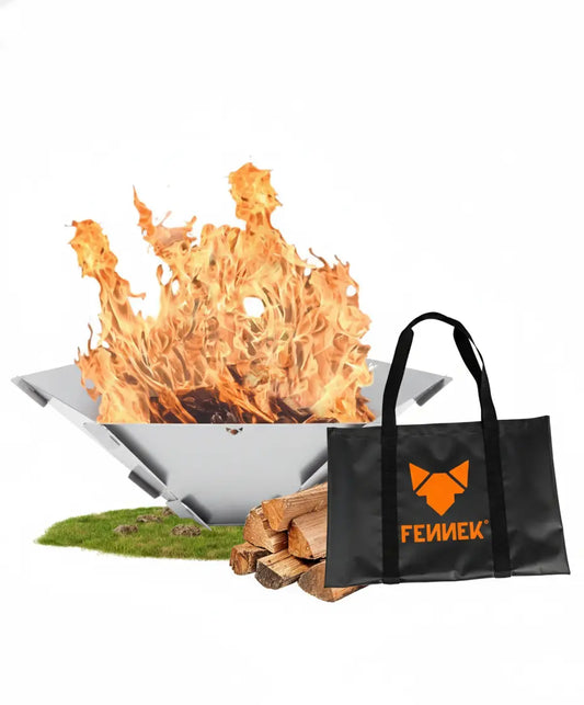 Fennek Hexagon mit Tasche – Steckbare Feuerschale für Camping, Garten & Lagerfeuer