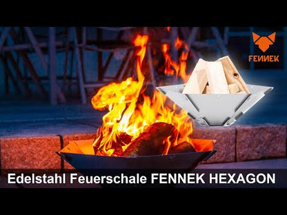 Fennek Hexagon mit Tasche – Steckbare Feuerschale für Camping, Garten & Lagerfeuer